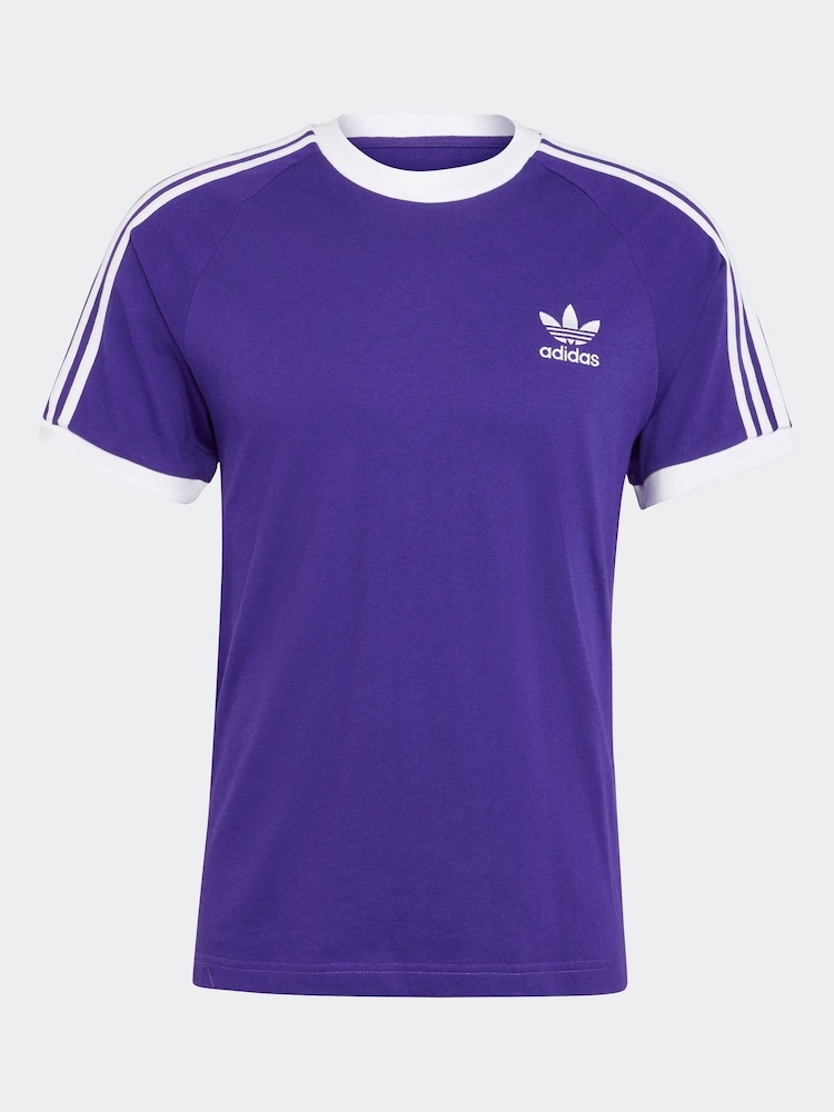 adidas Purple Adicolor Classics 3-Stripes 100% Cotton T-Shirt - Image 6 of 6 adidas Purple Adicolor Classics 3-Stripes 100% Cotton T-Shirt - Image 6 of 6