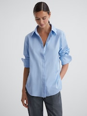 Reiss Blue Lia Premium Cotton Shirt - Image 1 of 6