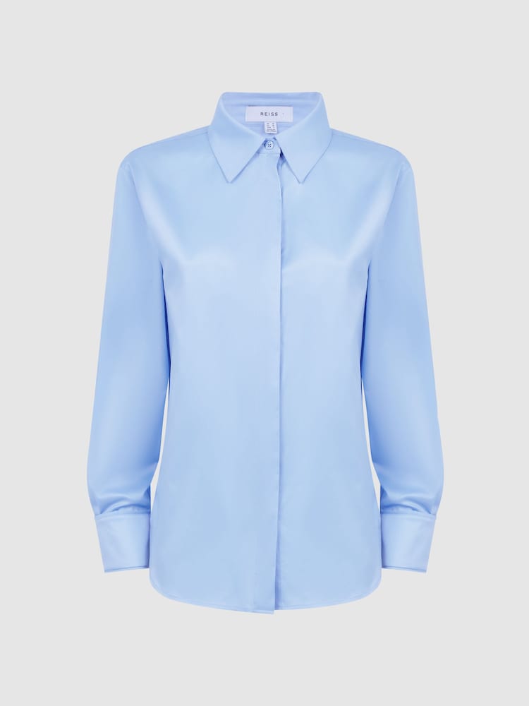 Reiss Blue Lia Premium Cotton Shirt - Image 2 of 6