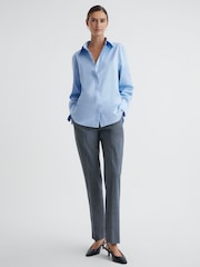 Reiss Blue Lia Premium Cotton Shirt - Image 4 of 6