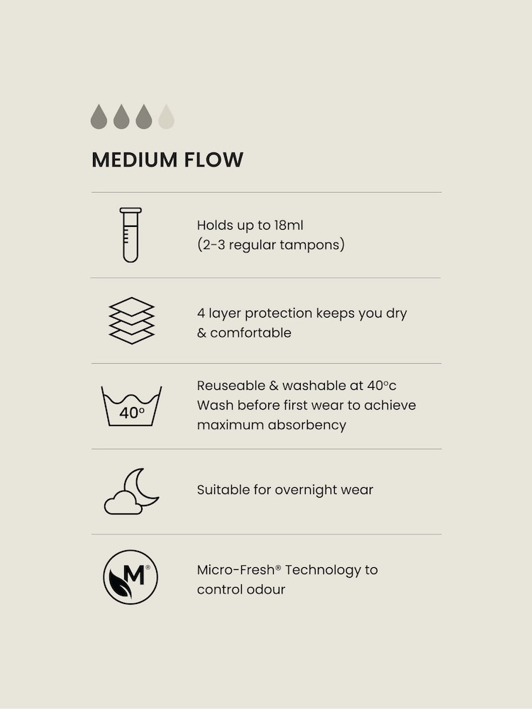 Black Medium Flow Period Shorts - Image 4 of 6