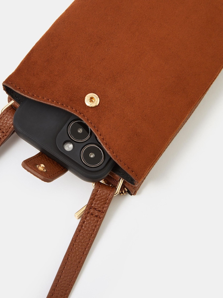Accessorize Brown Multi Pocket Phone Bag - Image 2 of 2 Accessorize Brown Multi Pocket Phone Bag - Image 2 of 2