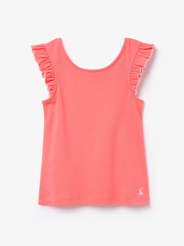 Joules Girls' Butterfly Pink Frill Sleeve Jersey Vest - Image 1 of 3