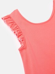 Joules Girls' Butterfly Pink Frill Sleeve Jersey Vest - Image 2 of 3