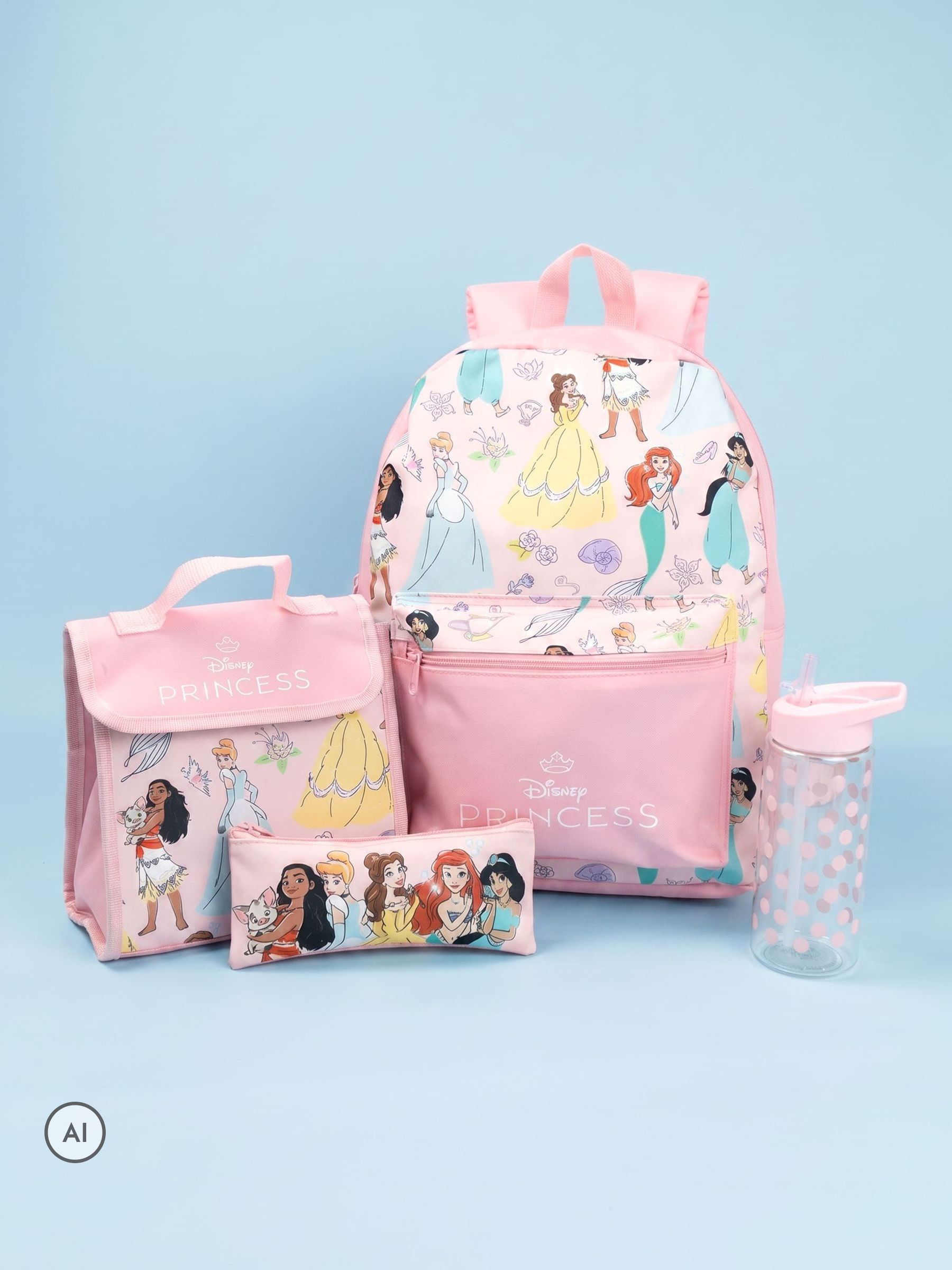 Vanilla Underground Unisex Kids Pink Disney Princesses 4 Piece Backpack Set - Image 1