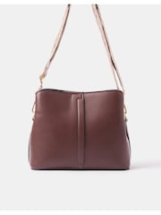 Marrom escuro - Bolsa transversal com alça de tecido Accessorize - Imagem 2 de 5