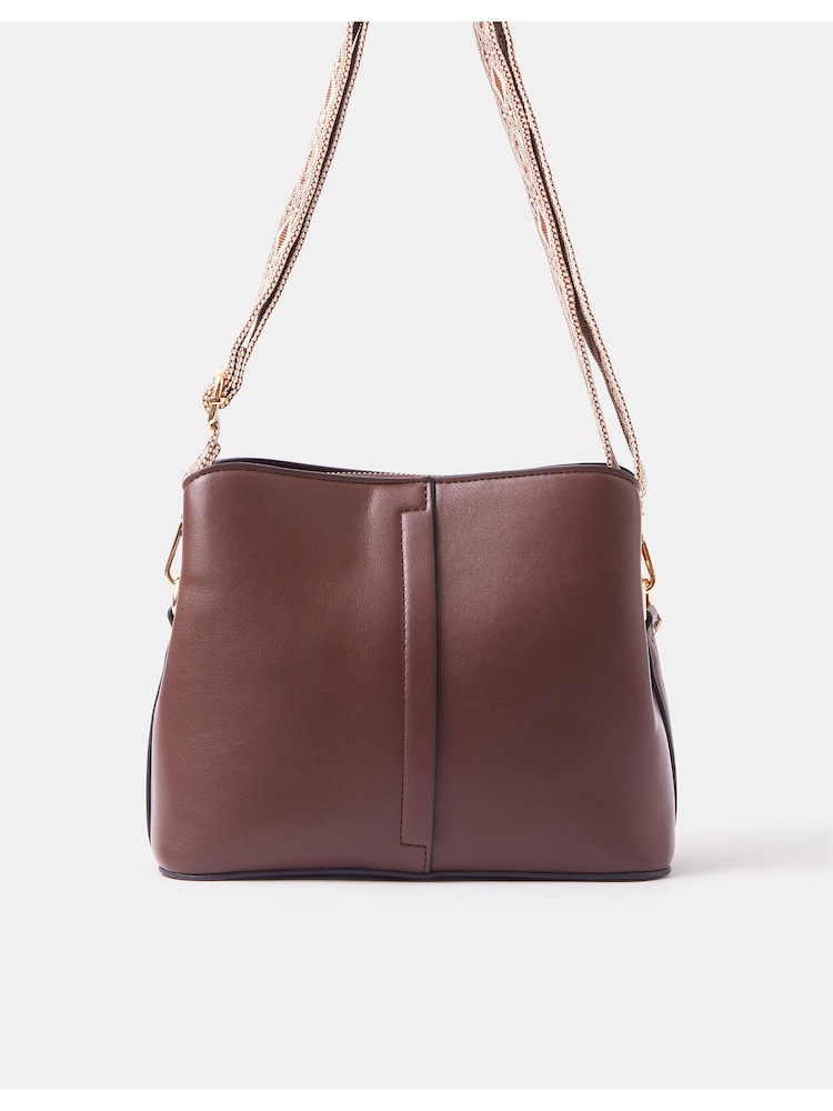 Marrom escuro - Bolsa transversal com alça de tecido Accessorize - Imagem 2 de 5