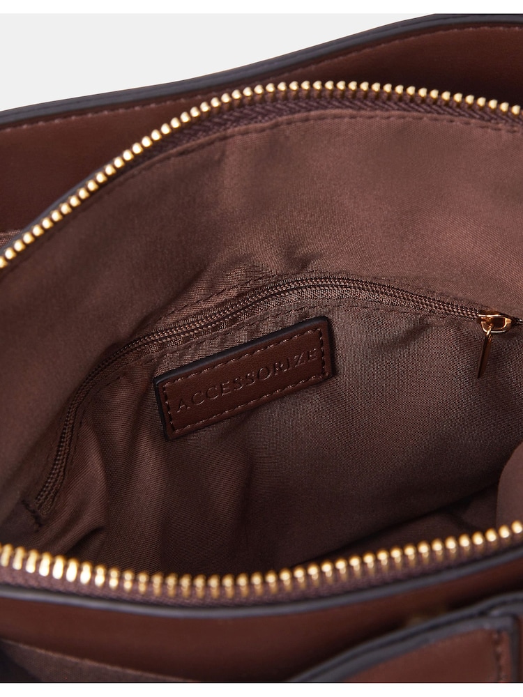 Marrom escuro - Bolsa transversal com alça de tecido Accessorize - Imagem 5 de 5