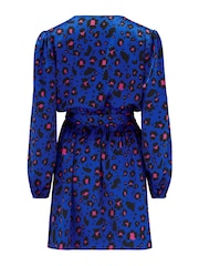 Pour Moi Blue Fuller Bust Millie Faux Wrap Woven Satin Dress - Image 4 of 4