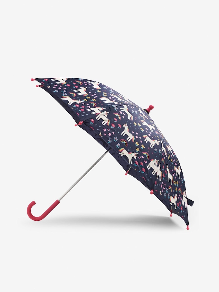 JoJo Maman Bébé Navy Unicorn Colour Change Umbrella - Image 1 of 4