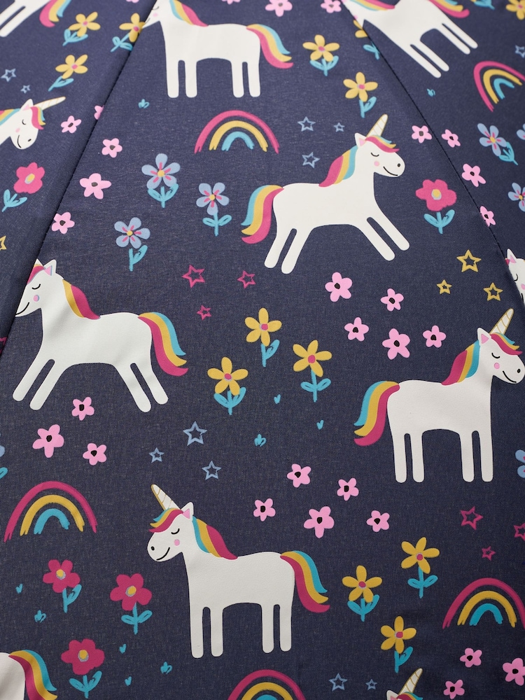 JoJo Maman Bébé Navy Unicorn Colour Change Umbrella - Image 4 of 4