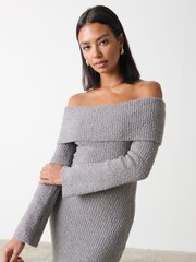 Pretty Lavish Grey Elodie Textured Knitted Jumper Dress - Image 1 of 3