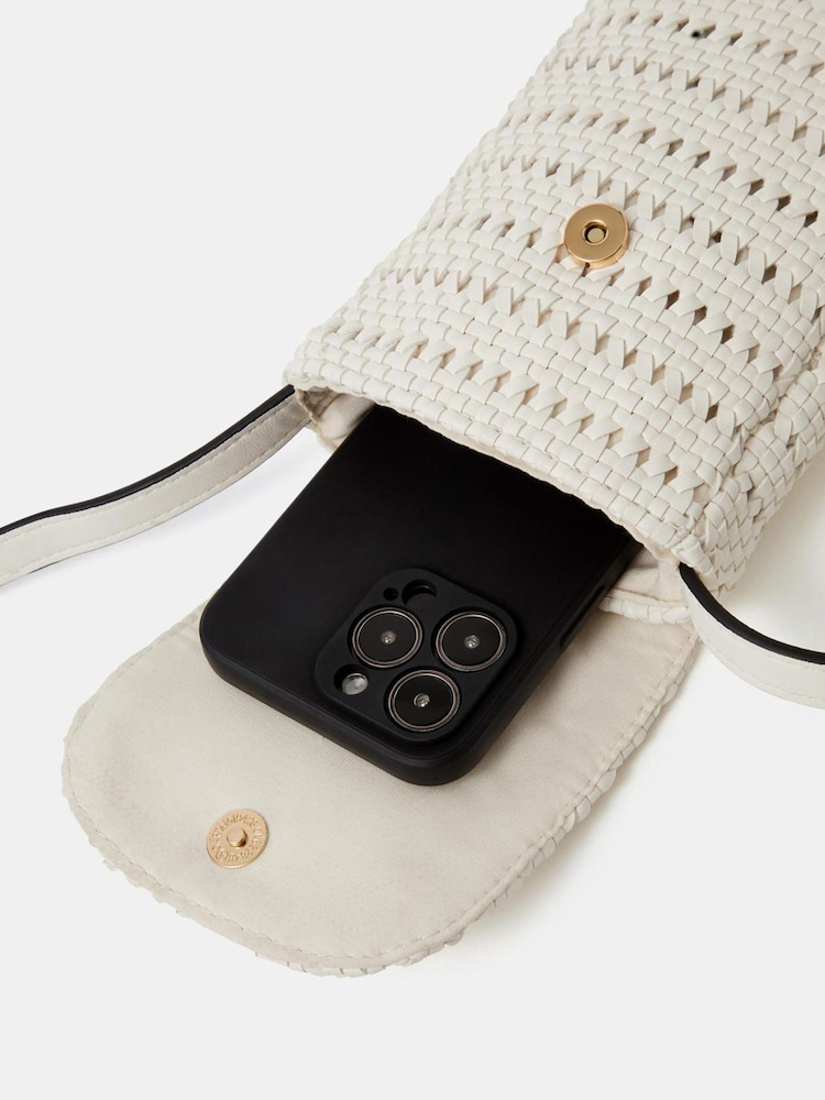 Accessorize White Woven Phone Bag - Image 2 of 3 Accessorize White Woven Phone Bag - Image 2 of 3