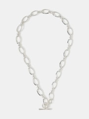 Accessorize Silver Plated Knot Chain T-Bar Necklace - Image 1 of 2