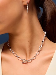 Accessorize Silver Plated Knot Chain T-Bar Necklace - Image 2 of 2