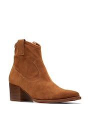 Clarks Brown Suede Elder Rae Western Boots - Image 3 of 7