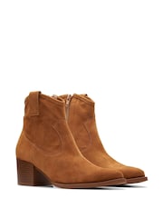 Clarks Brown Suede Elder Rae Western Boots - Image 4 of 7
