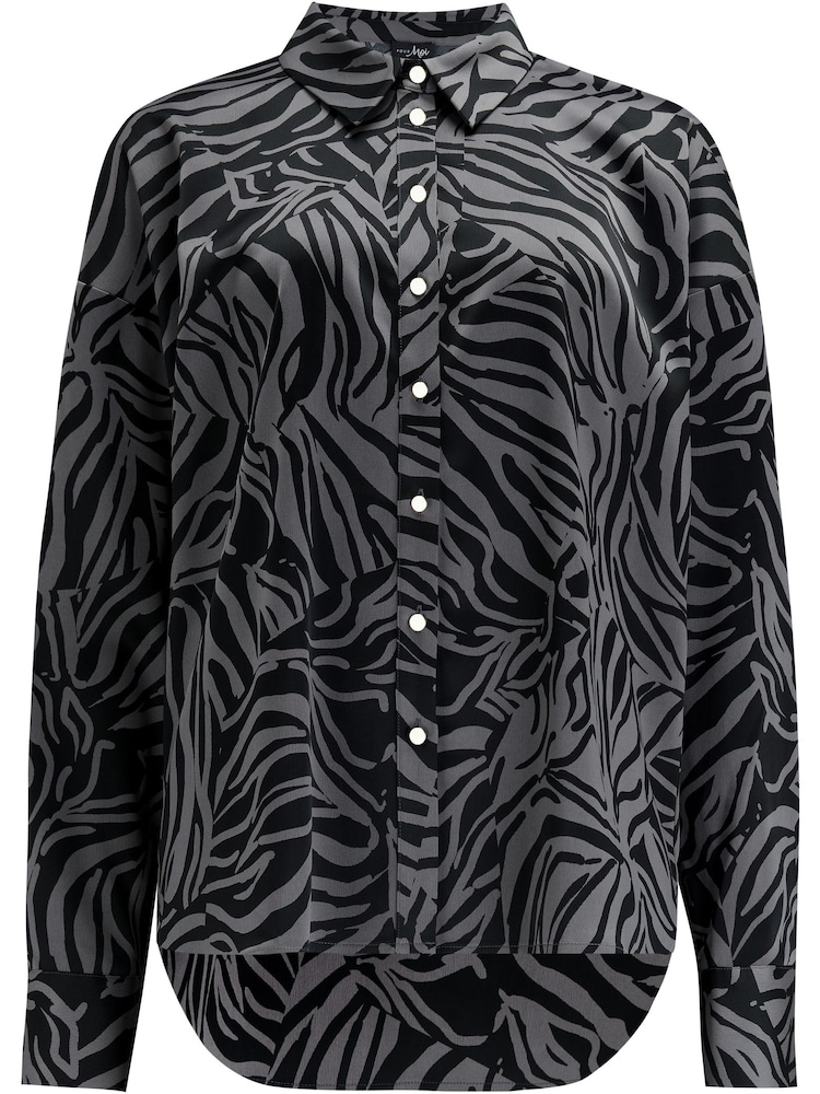 Pour Moi Black Rena Satin Oversized Long Sleeve Shirt - Image 3 of 4