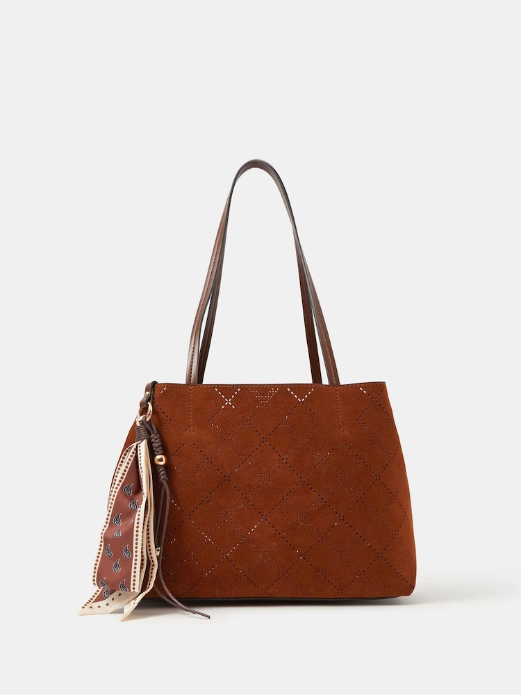 Accessorize Faux Suede Scarf Tote Bag - صورة 1 من 2 Accessorize Faux Suede Scarf Tote Bag - صورة 1 من 2