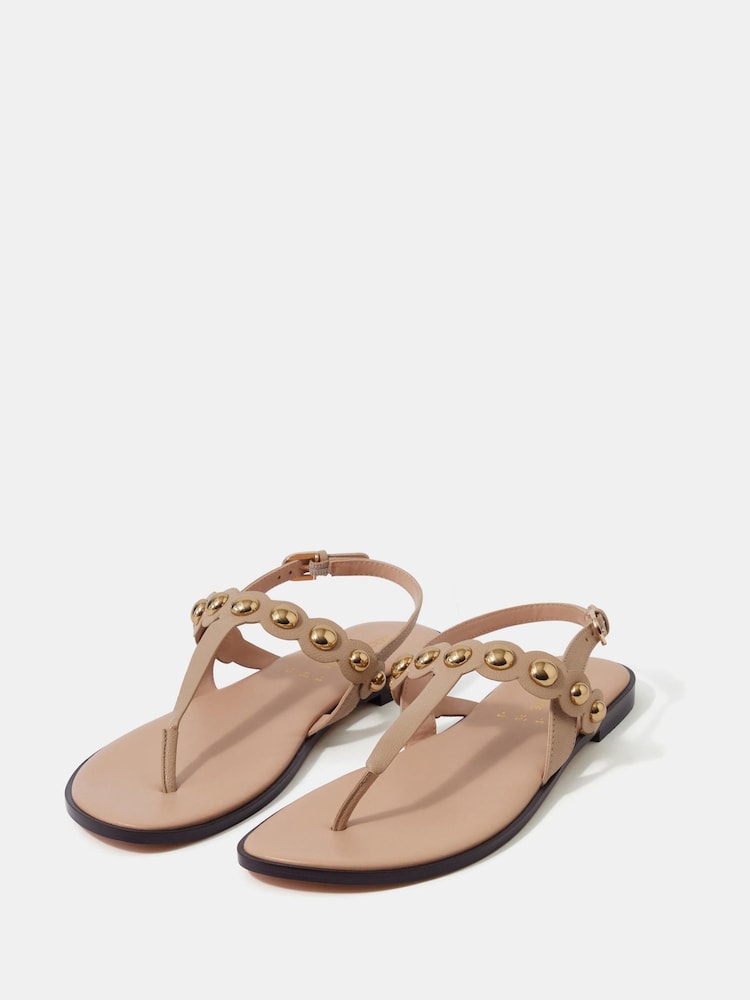 Accessorize Cream Stud Strappy Sandals - Image 1 of 1