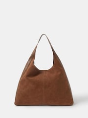 Accessorize Brown Curved Suede Crossbody Bag - Image 1 of 2