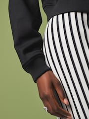 Black/White Monochrome Striped Ribbed Maxi Dress - Image 4 of 8