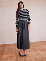 Black/Grey Pie Collar High Neck Stripe Jumper - Image 2 of 6