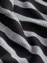 Black/Grey Pie Collar High Neck Stripe Jumper - Image 6 of 6