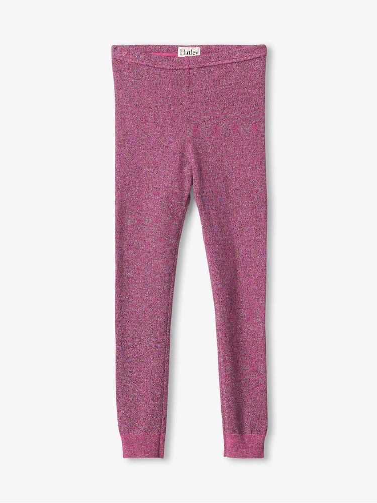 Hatley Pink Glitter Knit Leggings - Image 1 of 4
