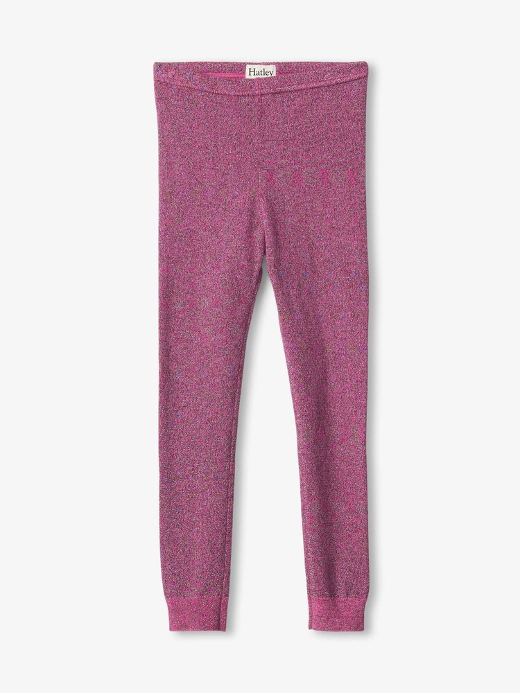 Hatley Pink Glitter Knit Leggings - Image 1 of 4 Hatley Pink Glitter Knit Leggings - Image 1 of 4