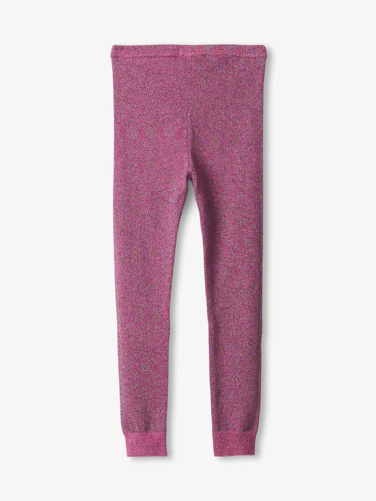 Hatley Pink Glitter Knit Leggings - Image 2 of 4