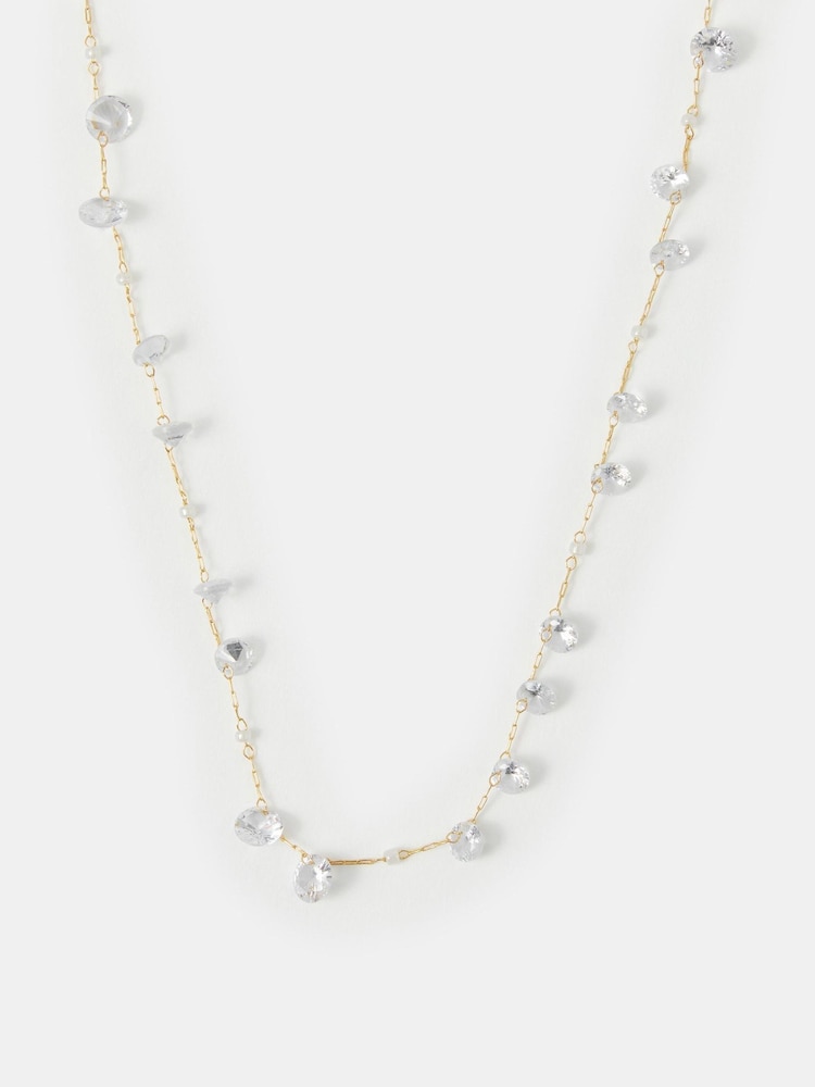 Accessorize Gold Plated 14ct Multi Stone Necklace - Image 1 of 2 Accessorize Gold Plated 14ct Multi Stone Necklace - Image 1 of 2