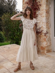 By Iris Cream Alisson 100% Cotton Embroidered Dress - Image 1 of 5