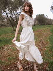 By Iris Cream Alisson 100% Cotton Embroidered Dress - Image 2 of 5
