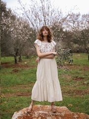 By Iris Cream Alisson 100% Cotton Embroidered Dress - Image 3 of 5