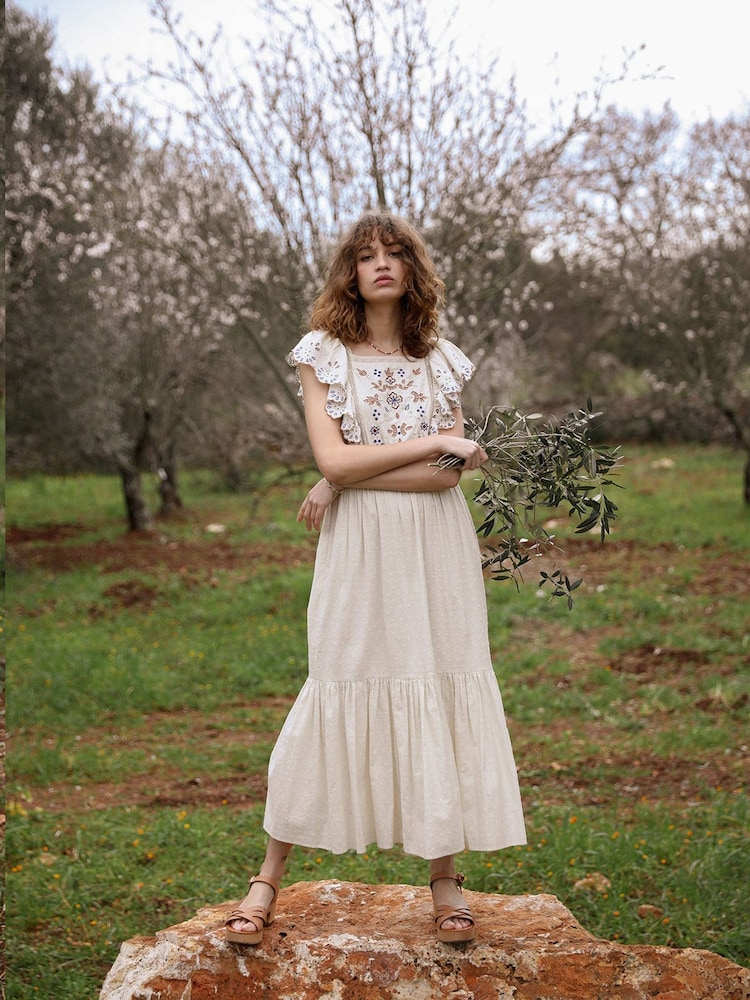 Buy By Iris Cream Alisson 100% Cotton Embroidered Dress from Next USA