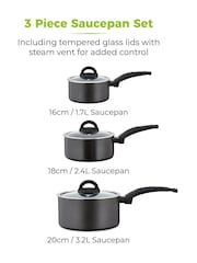 Tower 3 Piece Clear Saucepan Set - Image 1 of 5