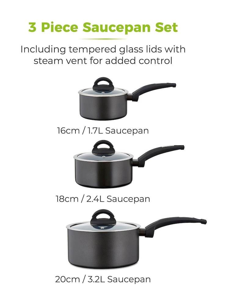 Tower 3 Piece Clear Saucepan Set - Image 1 of 5