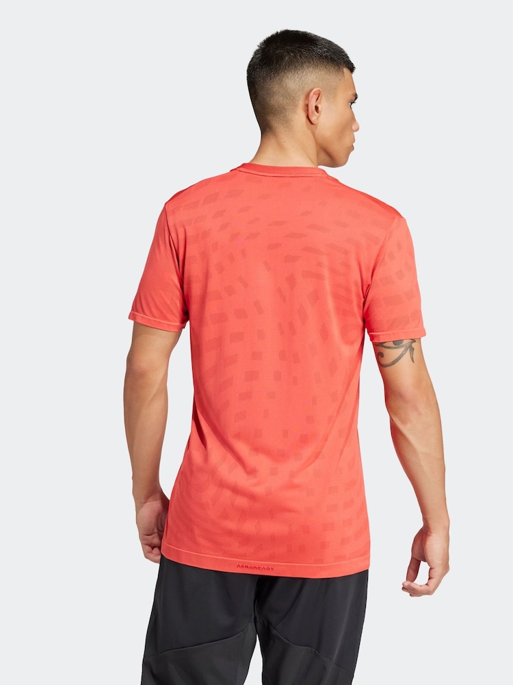 adidas Red Gym+ Training Seamless T-Shirt - Image 2 of 7
