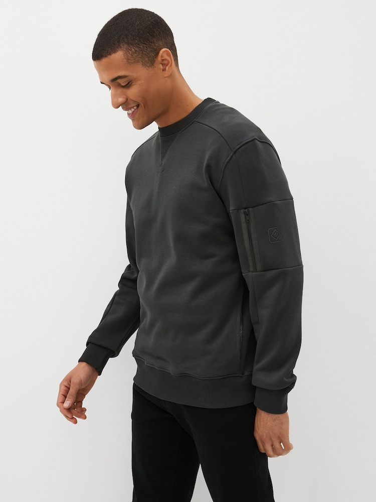 Slate Grey Utility Crew Sweatshirt - Image 1 of 9 Slate Grey Utility Crew Sweatshirt - Image 1 of 9