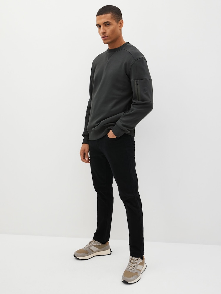Slate Grey Utility Crew Sweatshirt - Image 2 of 9 Slate Grey Utility Crew Sweatshirt - Image 2 of 9