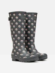 Joules Printed Grey Floral Adjustable Tall Wellies - Image 1 of 6