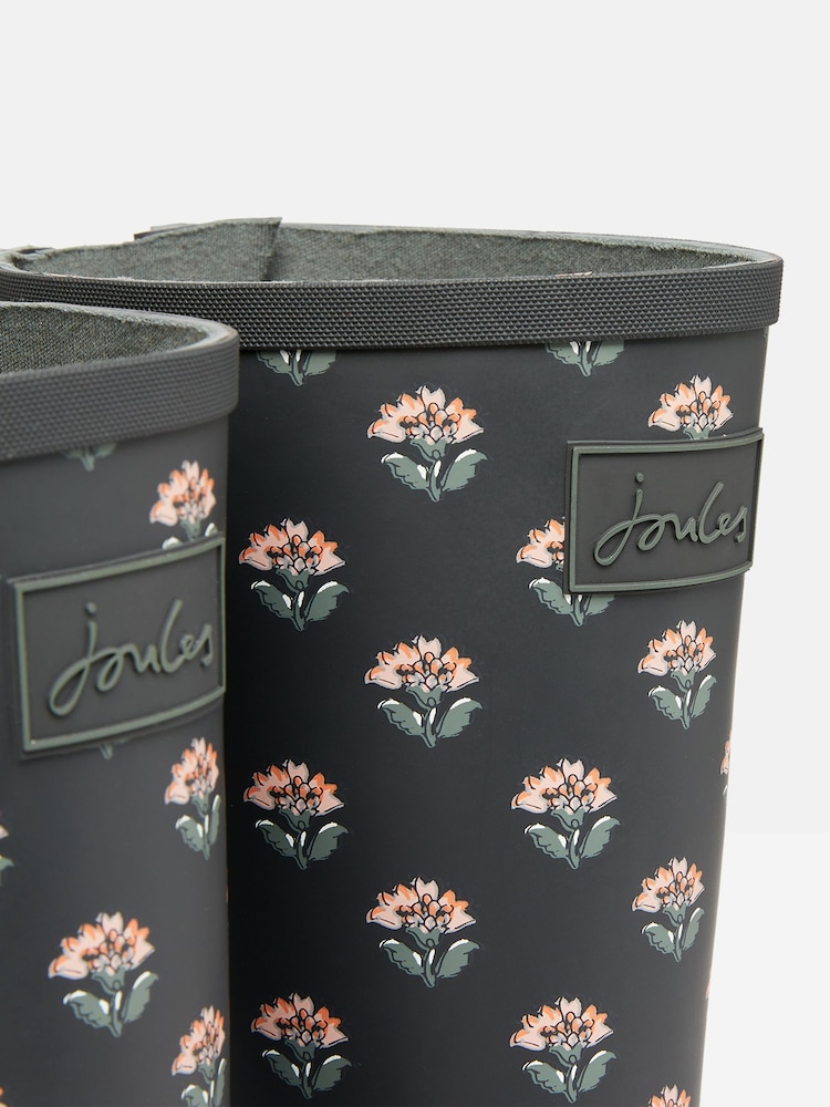 Joules Printed Grey Floral Adjustable Tall Wellies - Image 6 of 6