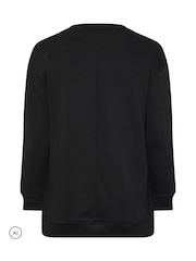 Yours Curve Black Sequin Bauble Novelty Sweatshirt - Image 5 of 6