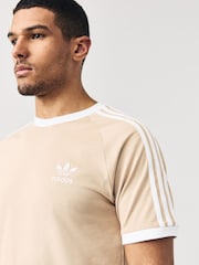adidas Loght Brown Adicolor Classics 3-Stripes 100% Cotton T-Shirt - Image 4 of 6