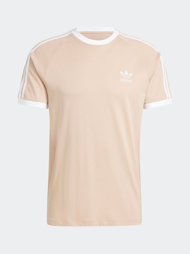 adidas Loght Brown Adicolor Classics 3-Stripes 100% Cotton T-Shirt - Image 6 of 6