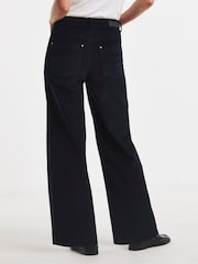 JD Williams Blue Cord Pocket Front Crop Wide Leg Jeans - Image 2 of 4