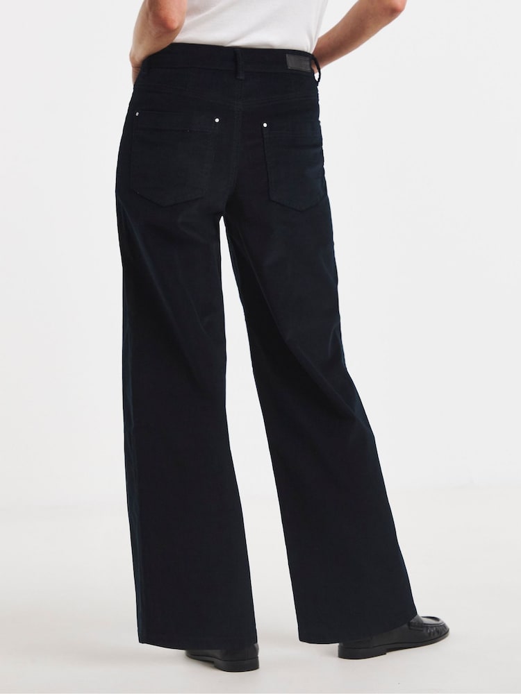 JD Williams Blue Cord Pocket Front Crop Wide Leg Jeans - Image 2 of 4 JD Williams Blue Cord Pocket Front Crop Wide Leg Jeans - Image 2 of 4