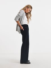 JD Williams Blue Cord Pocket Front Crop Wide Leg Jeans - Image 3 of 4