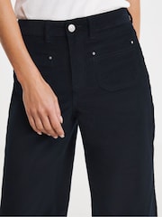 JD Williams Blue Cord Pocket Front Crop Wide Leg Jeans - Image 4 of 4